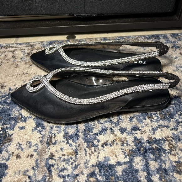 Torrid Black & Silver Jeweled Pointed Toe Slingback Flats 6 Extra Wide Width - Picture 7 of 12